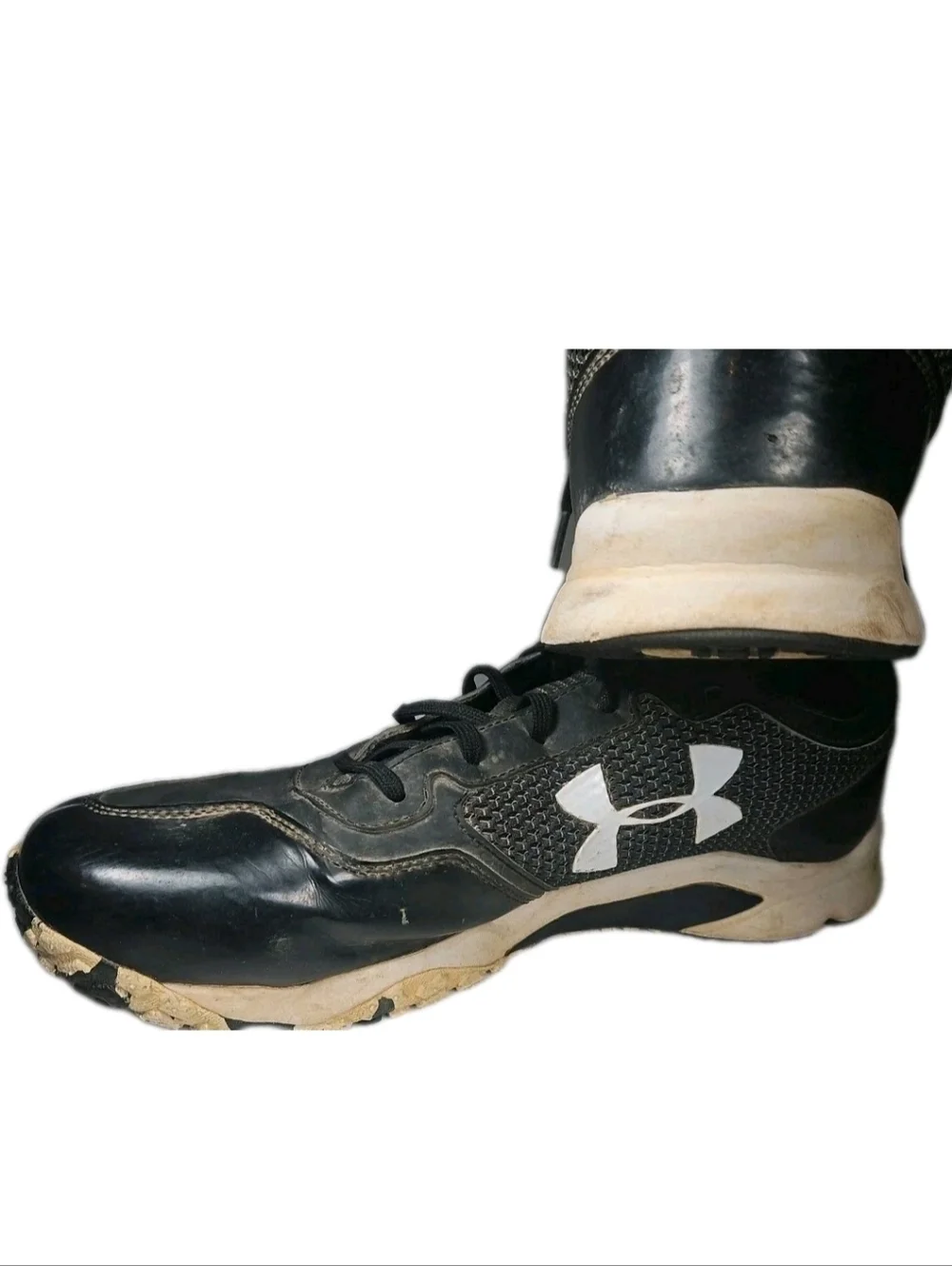 Under Armour Men Sz13 Black/White Rubber Turf Trainer Athletic Traction Y2K[6E